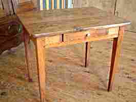 Table bureau ancienne en chêne et merisier.
