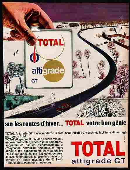PUBLICITE ADVERTISING 095  1962  TOTAL   huile moteur antigel 